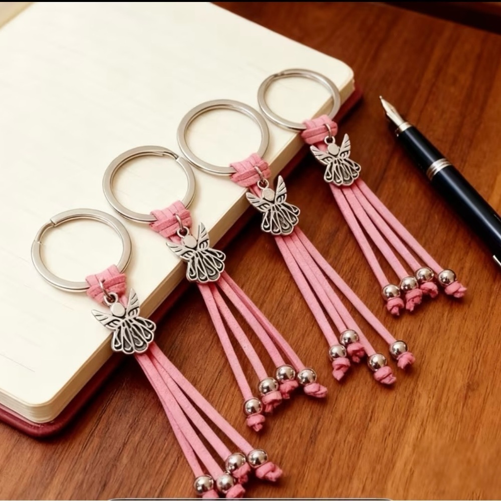 Pink Angel Tassel Keychain/Bag Charm Set